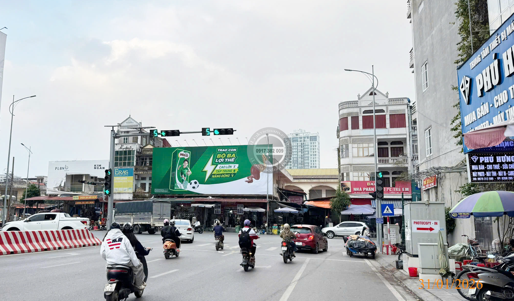 Dự án OOH Nestlé MILO Pano quảng cáo dự án OOH Nestlé Milo nổi bật ngay tại ngã tư trung tâm đông đúc ở Bắc Giang do I - Link Media thực hiện